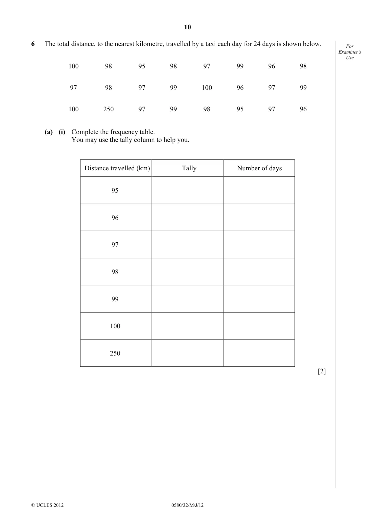 Cambridge IGCSE Mathematics 0580 2012 May/June Paper 3 · Variant 2 question paper, page 10 of 16