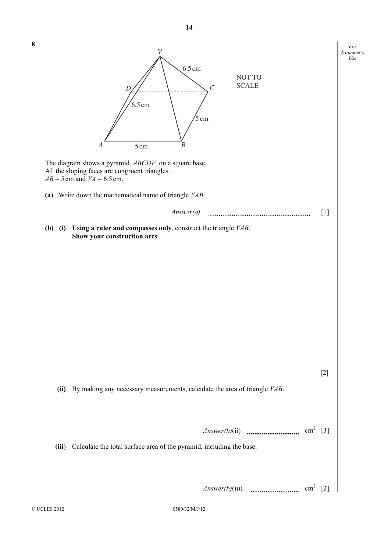 Cambridge IGCSE Mathematics 0580 2012 May/June Paper 3 · Variant 2 question paper, page 14 of 16