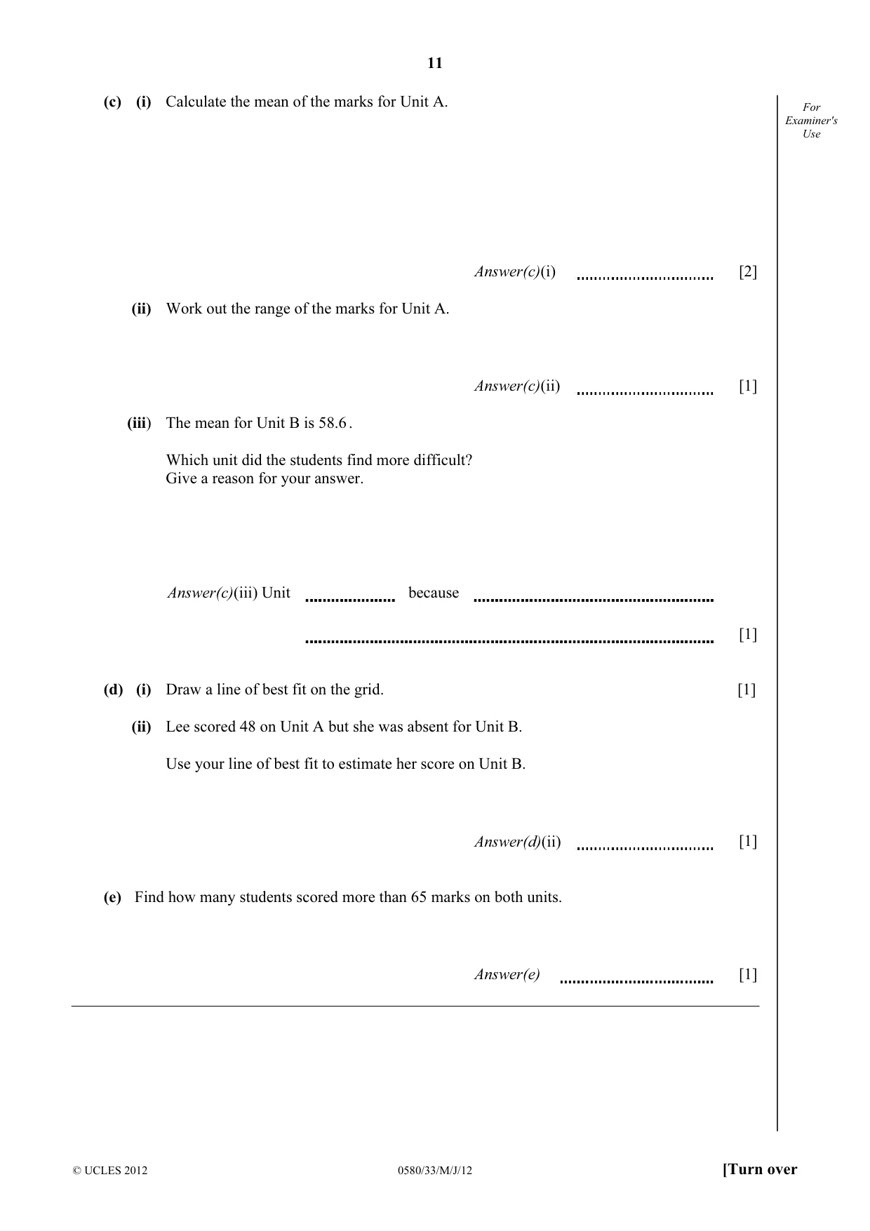 Cambridge IGCSE Mathematics 0580 2012 May/June Paper 3 · Variant 3 question paper, page 11 of 16