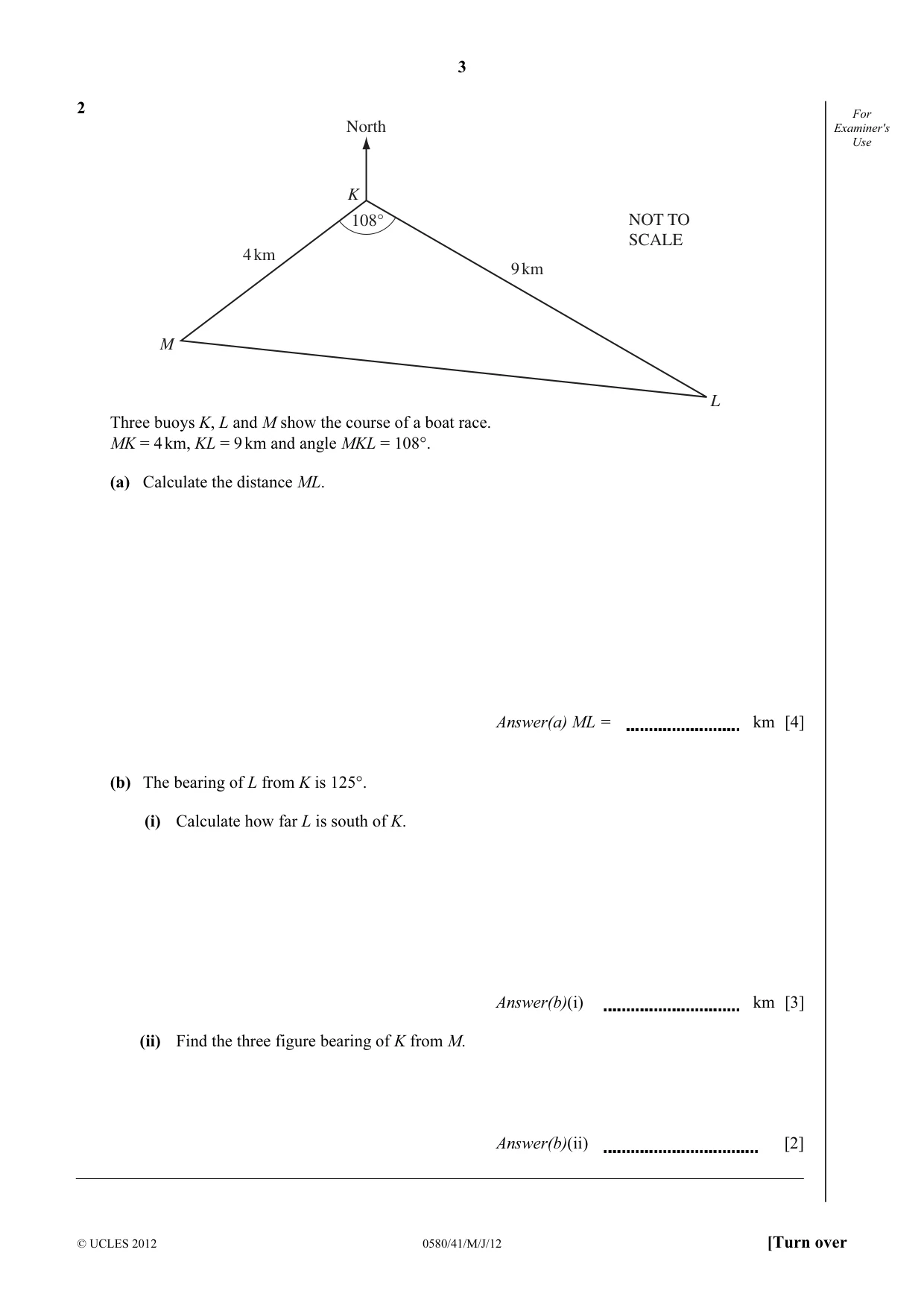 Cambridge IGCSE Mathematics 0580 2012 May/June Paper 4 · Variant 1 question paper, page 3 of 16