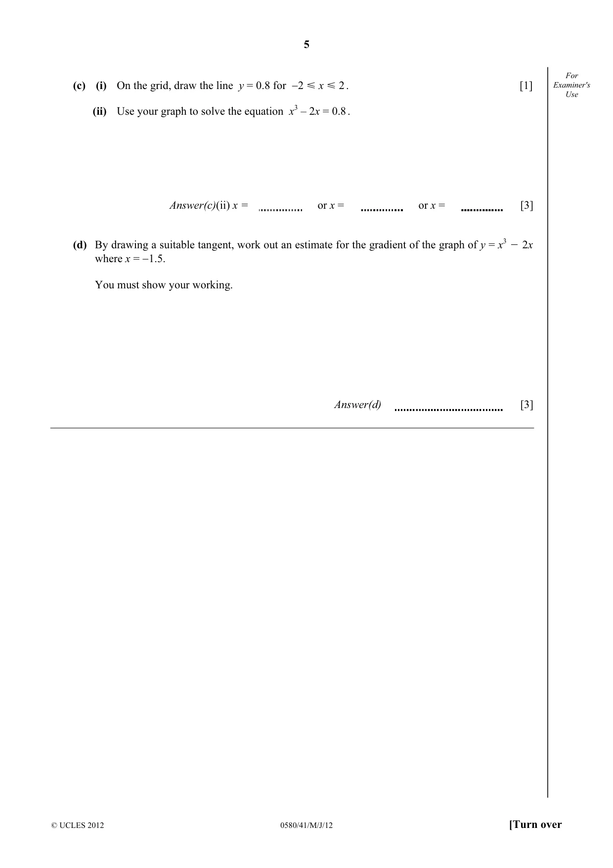 Cambridge IGCSE Mathematics 0580 2012 May/June Paper 4 · Variant 1 question paper, page 5 of 16