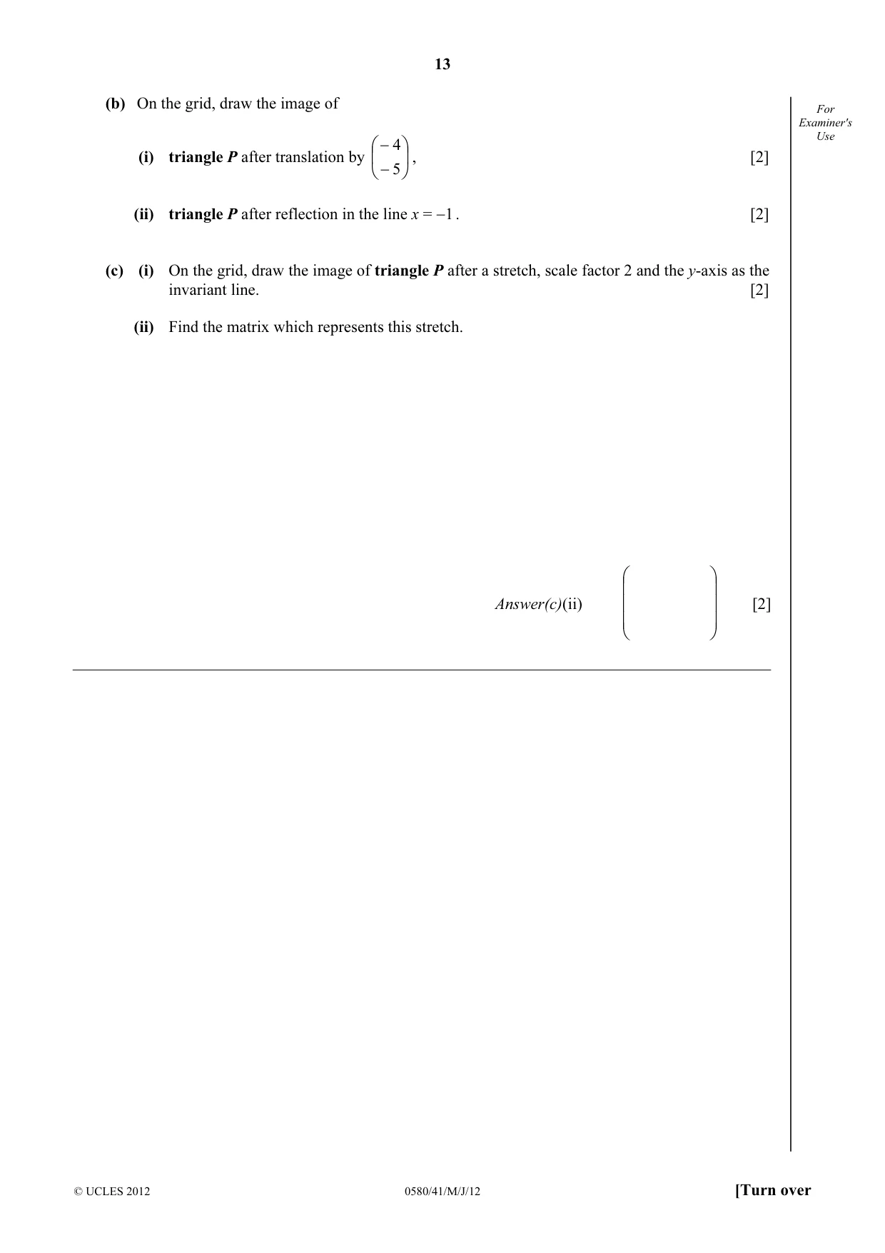 Cambridge IGCSE Mathematics 0580 2012 May/June Paper 4 · Variant 1 question paper, page 13 of 16