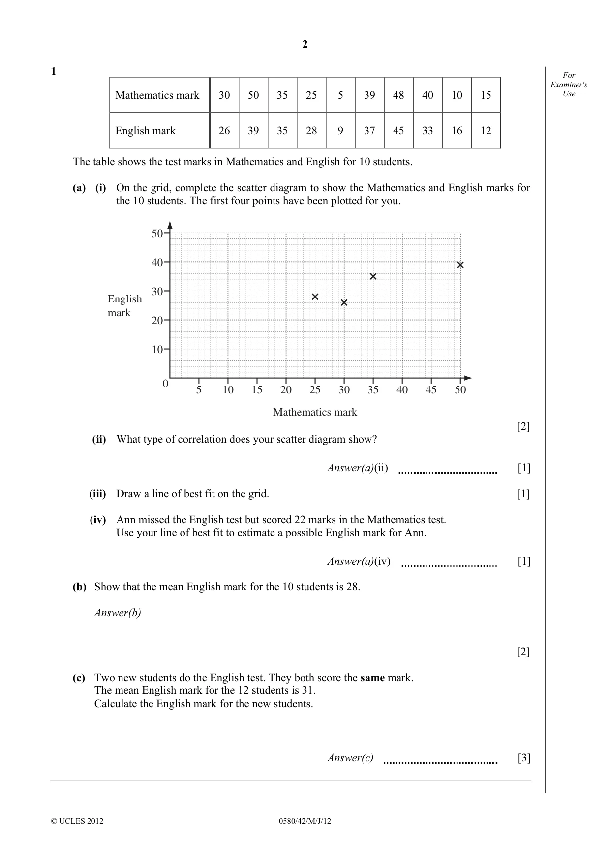 Cambridge IGCSE Mathematics 0580 2012 May/June Paper 4 · Variant 2 question paper, page 2 of 16