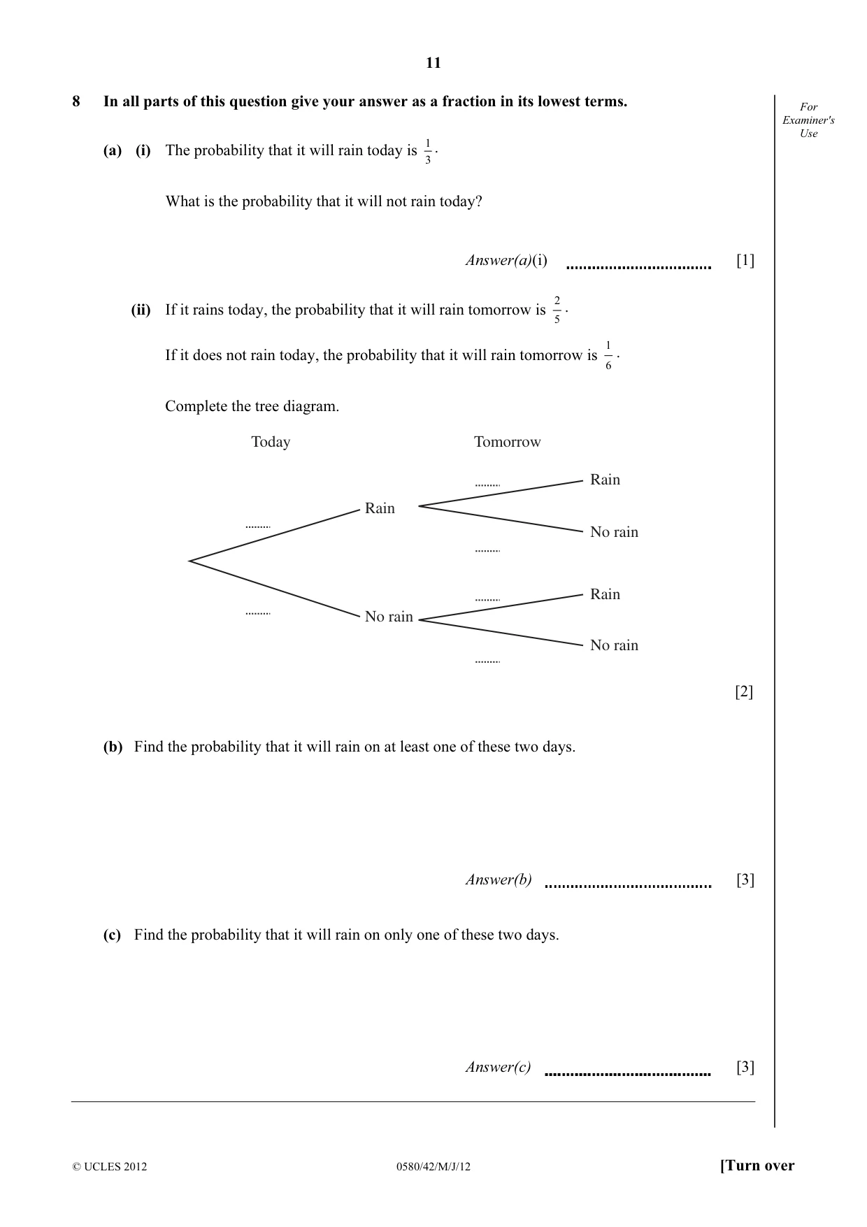 Cambridge IGCSE Mathematics 0580 2012 May/June Paper 4 · Variant 2 question paper, page 11 of 16