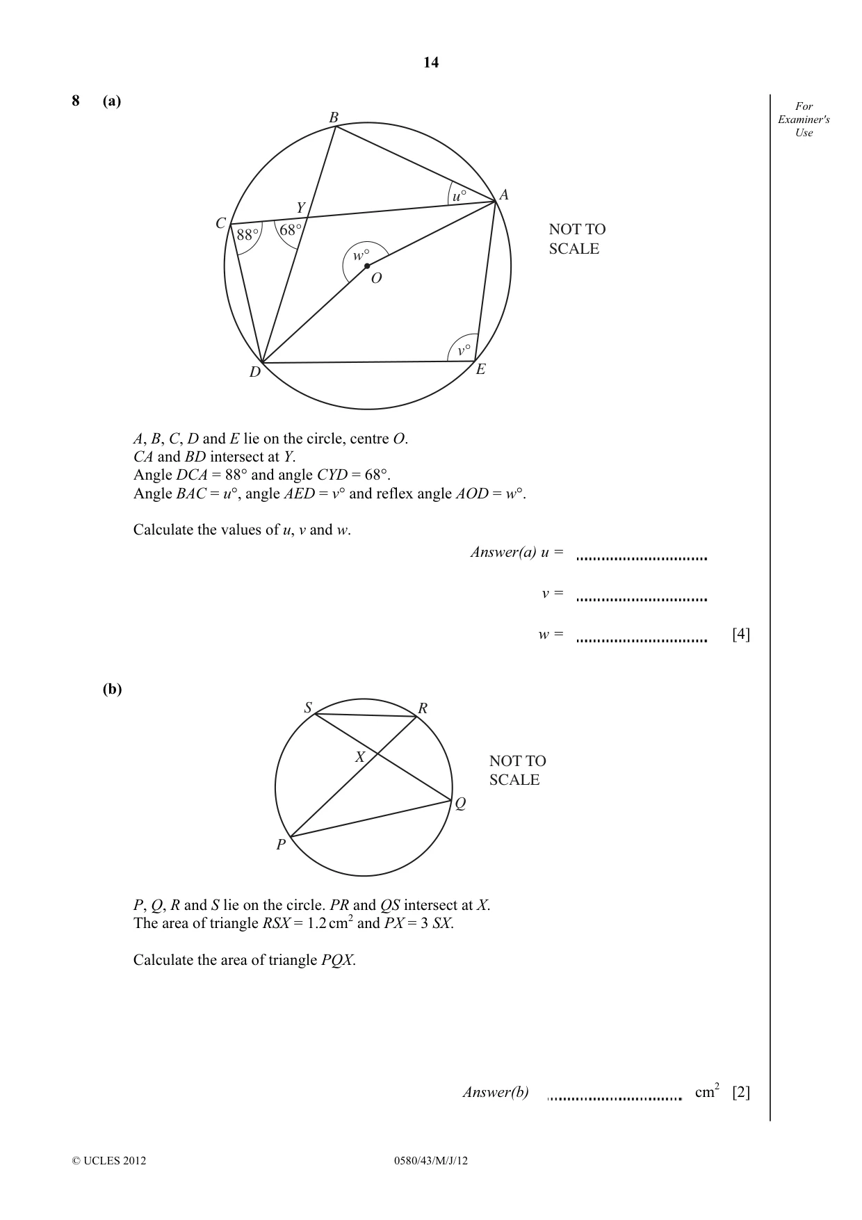 Cambridge IGCSE Mathematics 0580 2012 May/June Paper 4 · Variant 3 question paper, page 14 of 20
