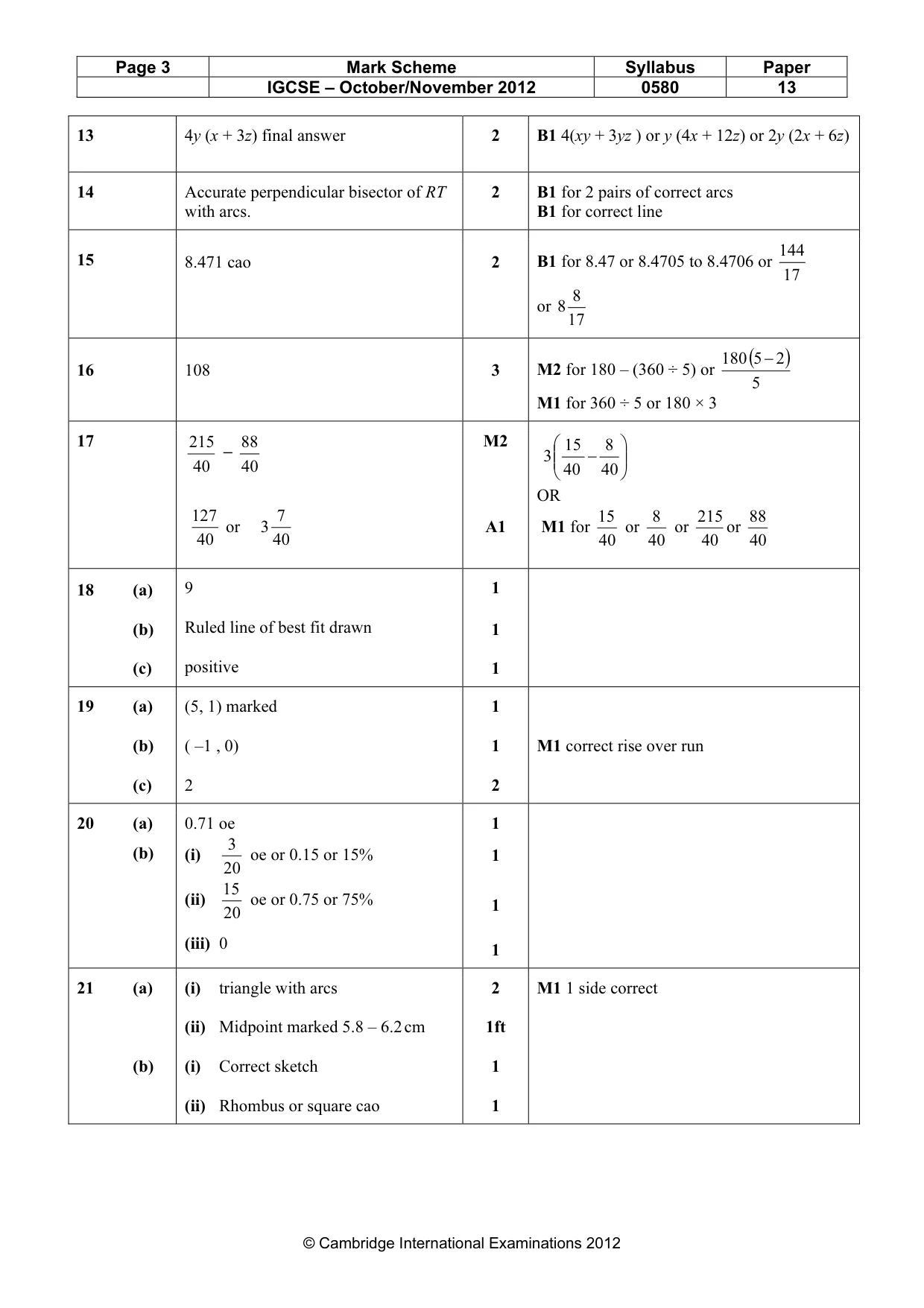 Mark scheme, page 3 of 4