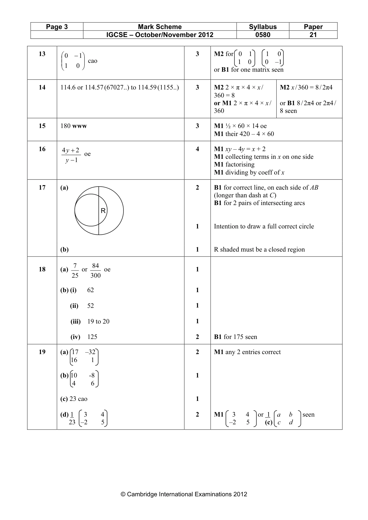 Mark scheme, page 3 of 4
