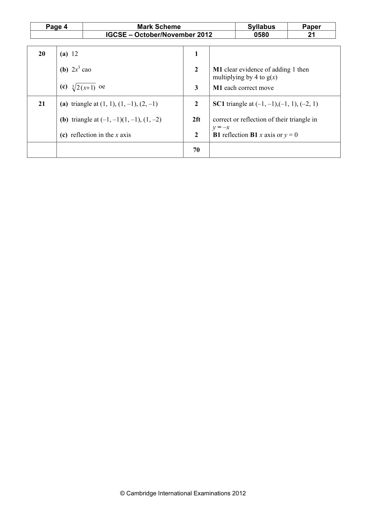 Mark scheme, page 4 of 4