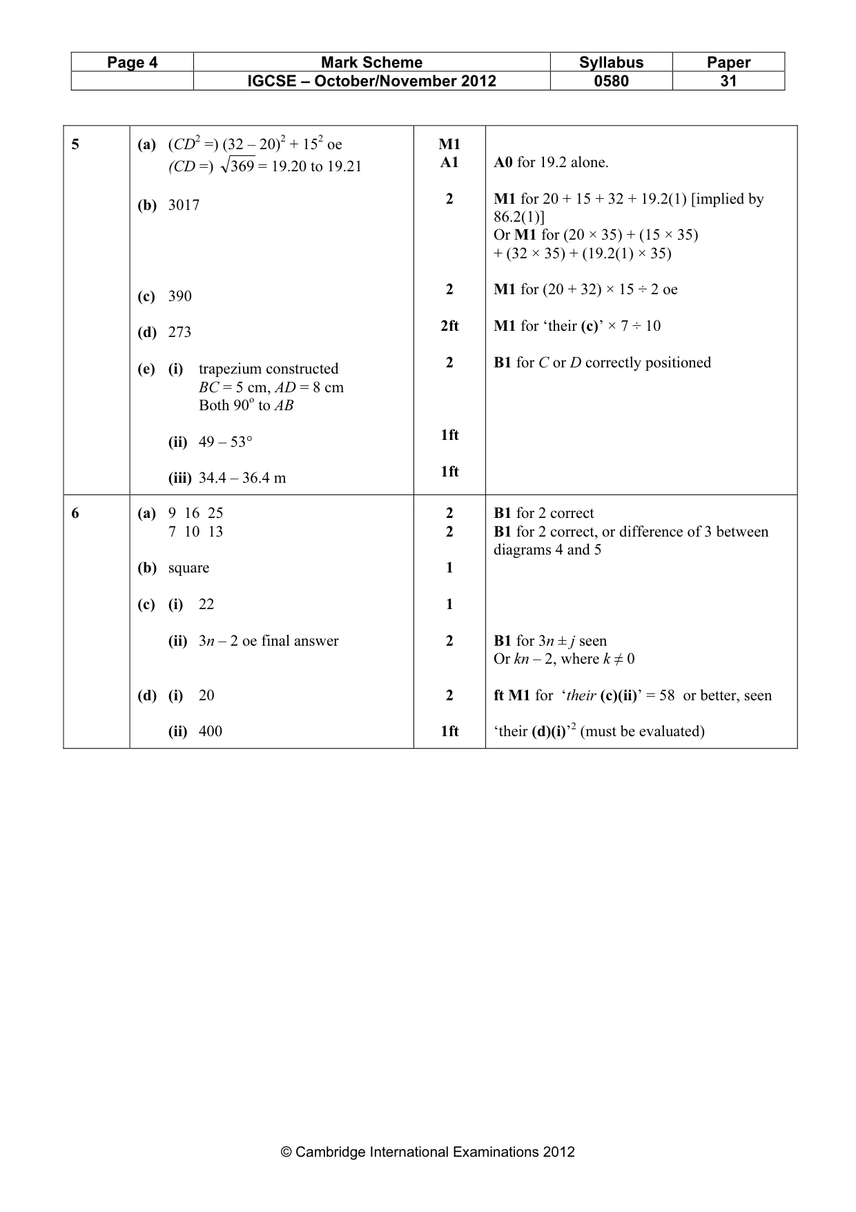 Mark scheme, page 4 of 6