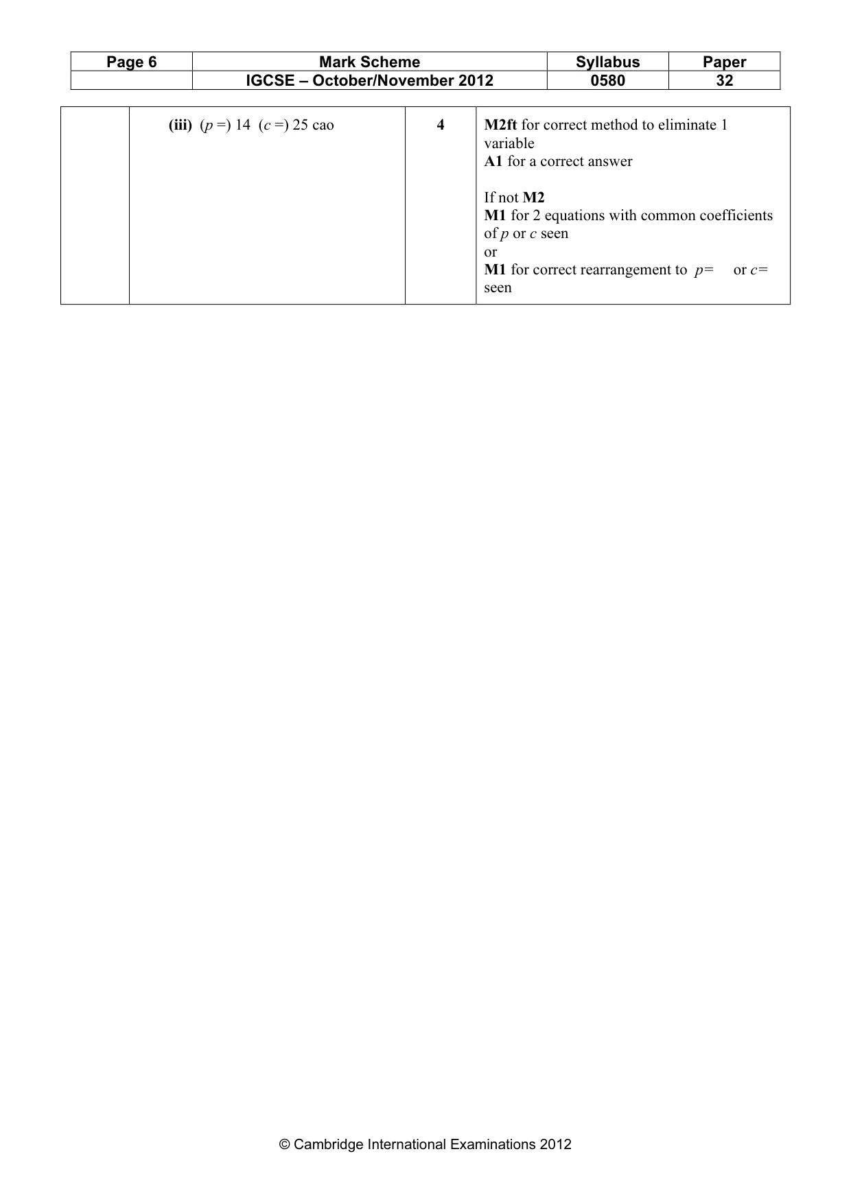 Mark scheme, page 6 of 6