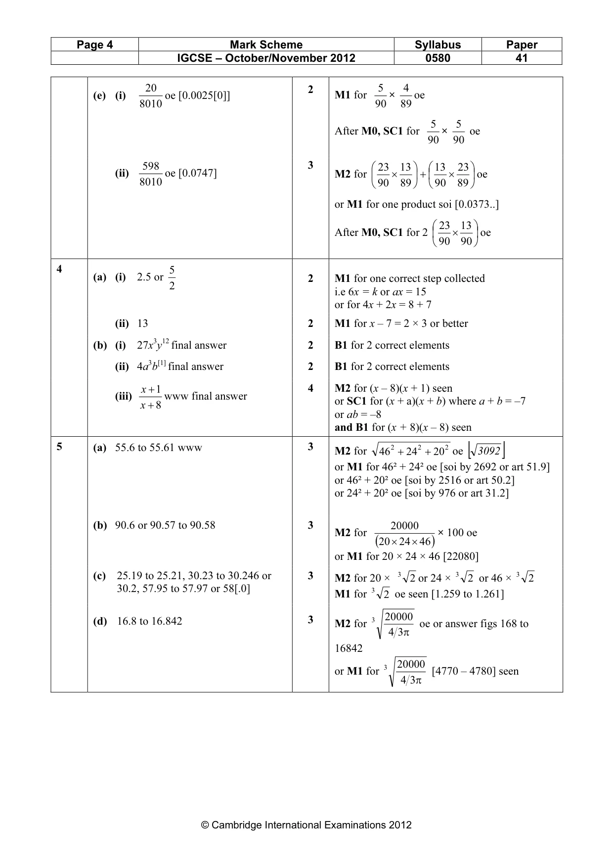 Mark scheme, page 4 of 7