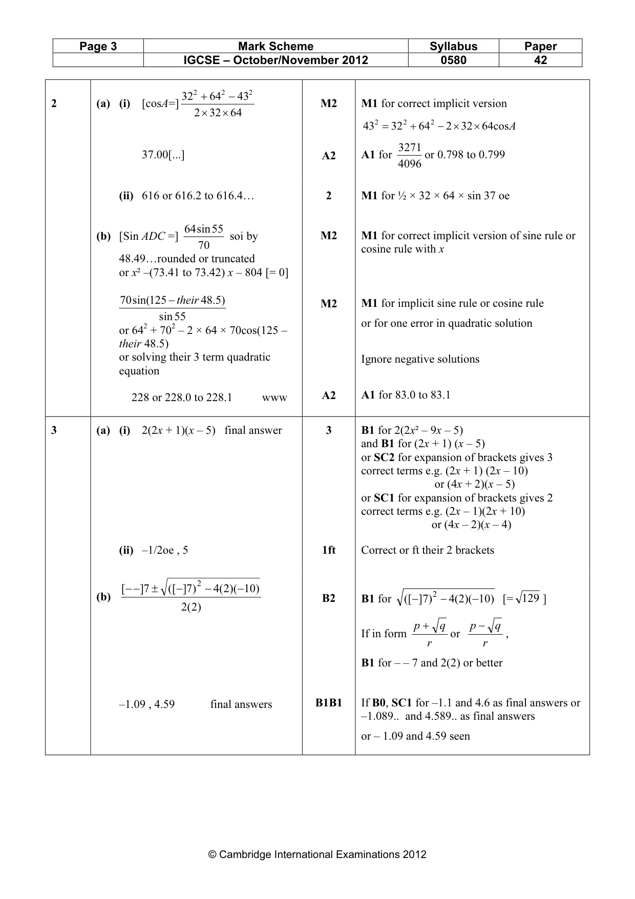 Mark scheme, page 3 of 9