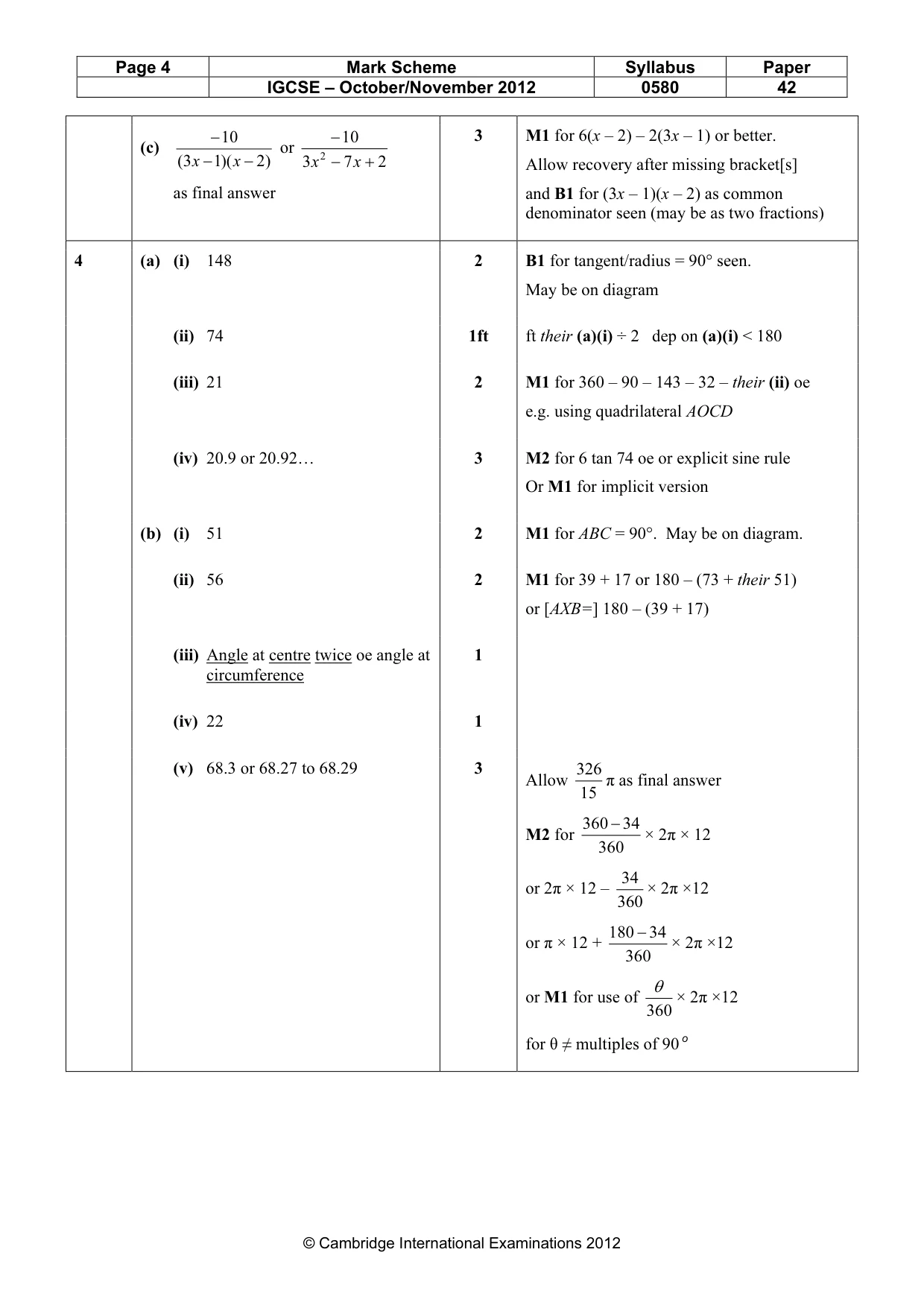 Mark scheme, page 4 of 9