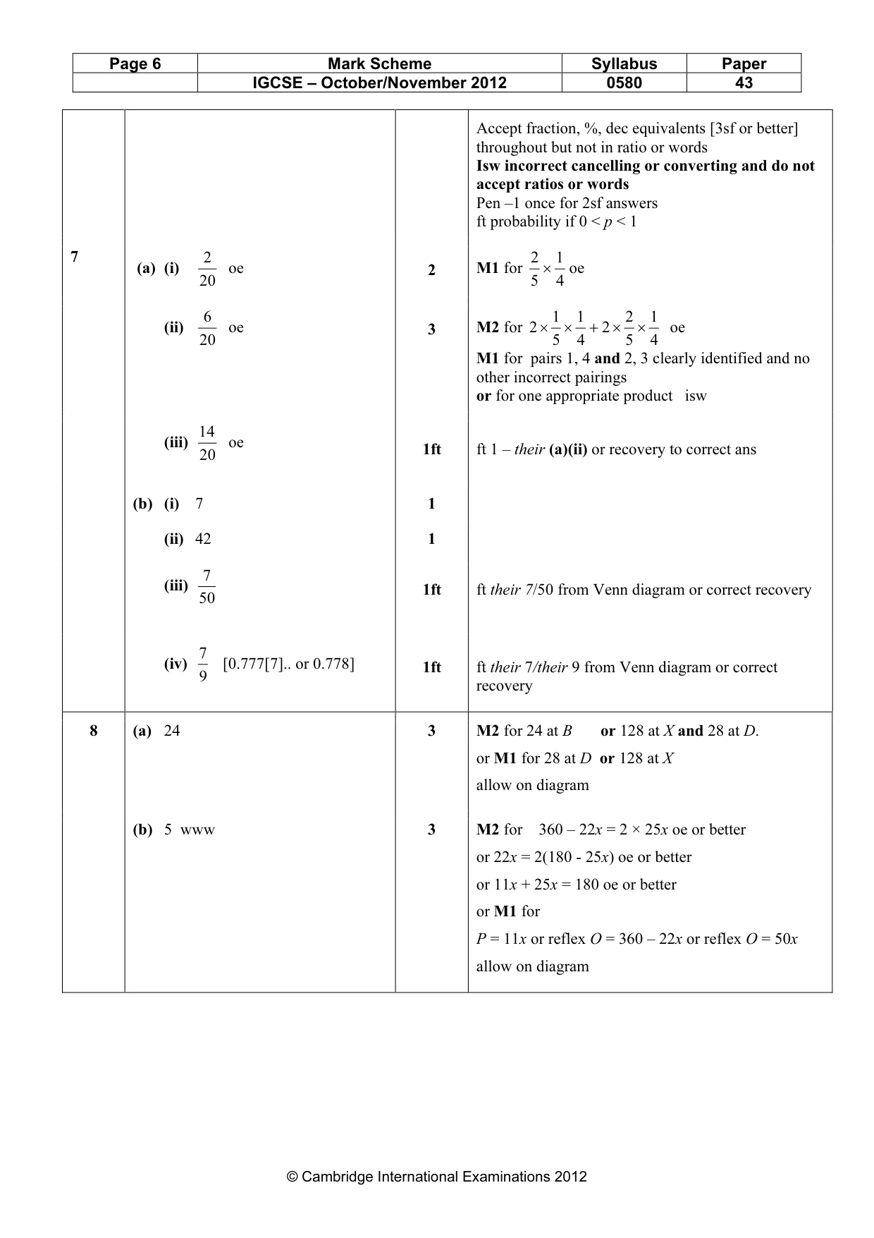 Mark scheme, page 6 of 8