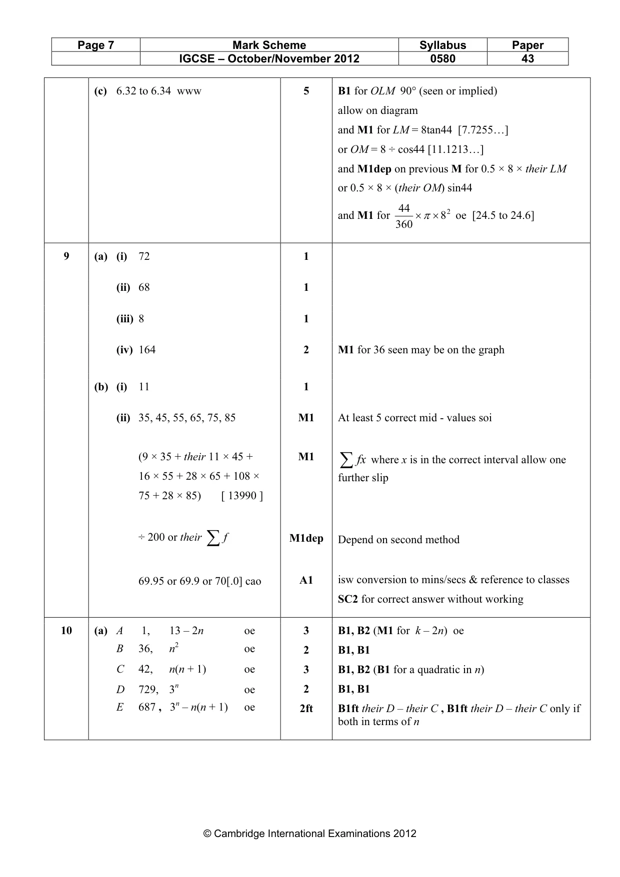 Mark scheme, page 7 of 8