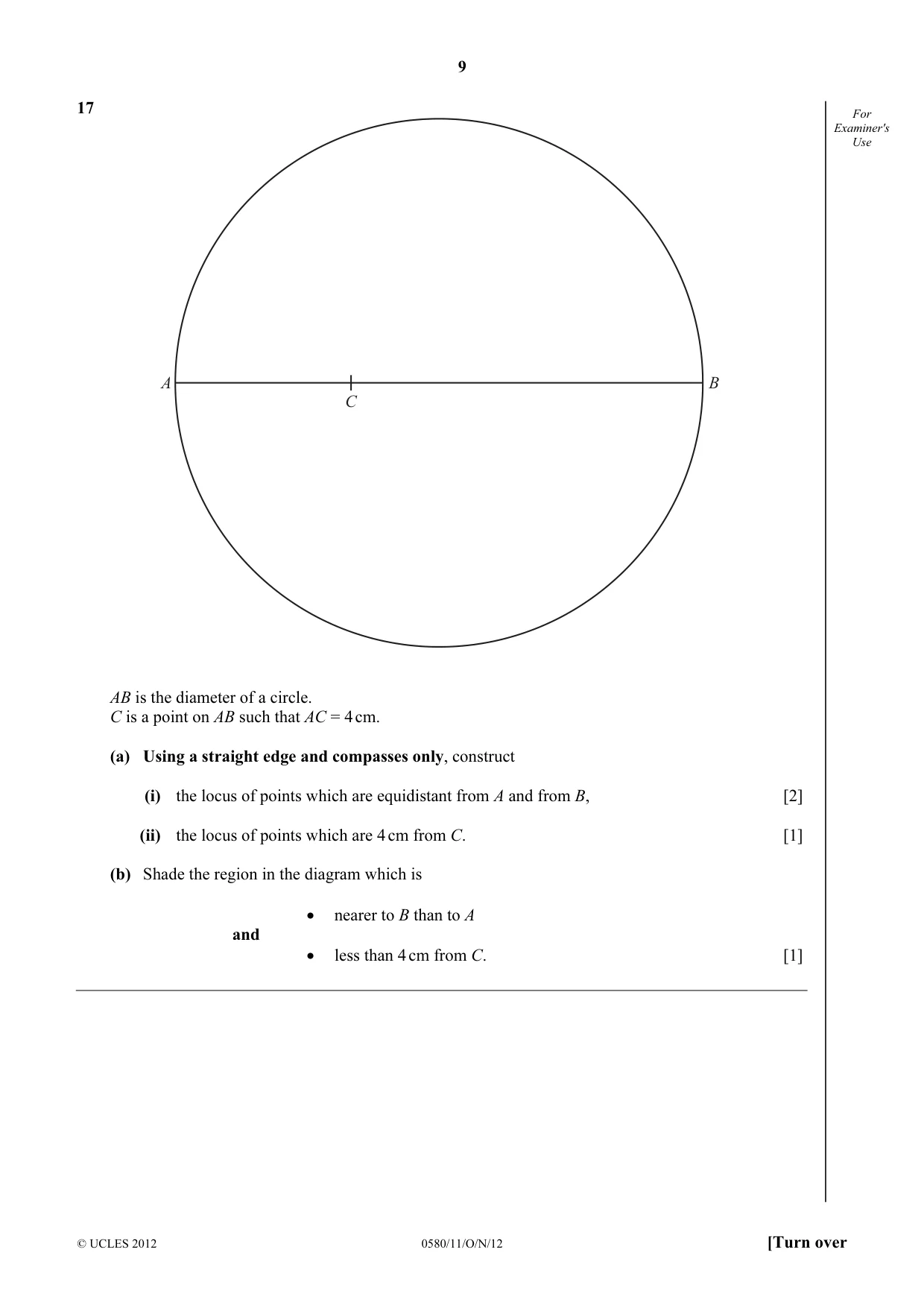 Cambridge IGCSE Mathematics 0580 2012 Oct/Nov Paper 1 · Variant 1 question paper, page 9 of 12