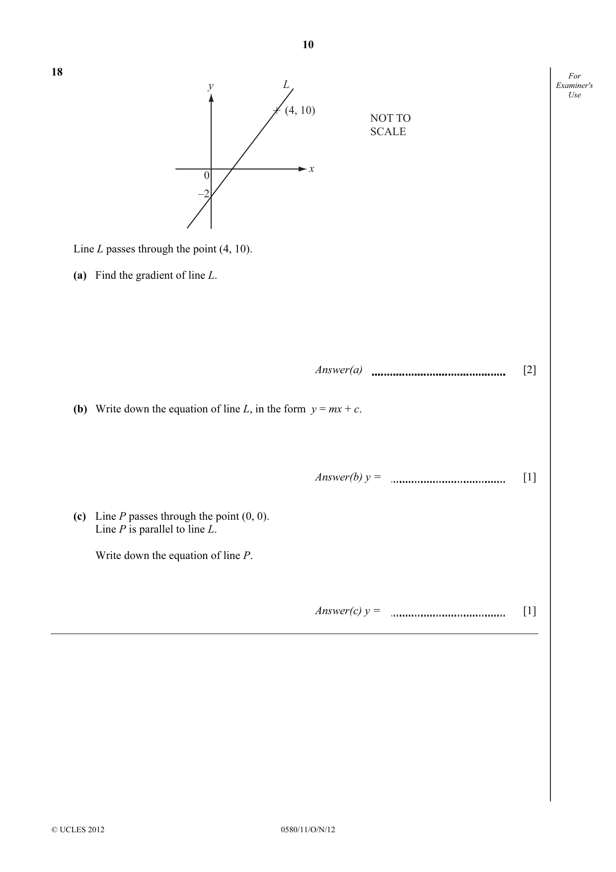 Cambridge IGCSE Mathematics 0580 2012 Oct/Nov Paper 1 · Variant 1 question paper, page 10 of 12