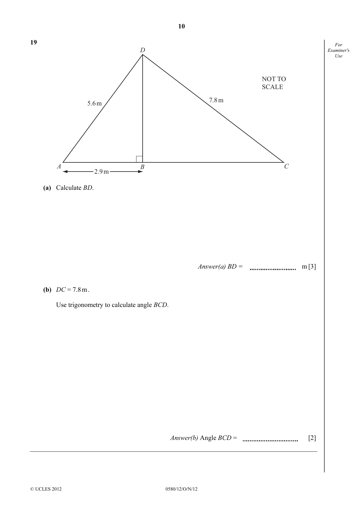 Cambridge IGCSE Mathematics 0580 2012 Oct/Nov Paper 1 · Variant 2 question paper, page 10 of 12