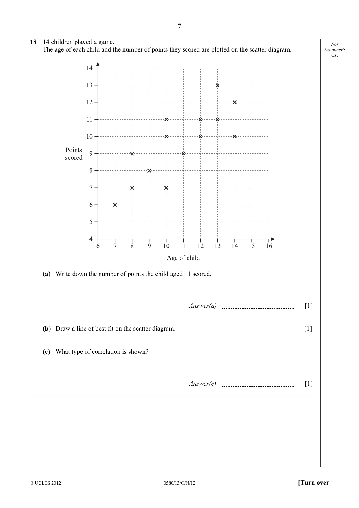Cambridge IGCSE Mathematics 0580 2012 Oct/Nov Paper 1 · Variant 3 question paper, page 7 of 12