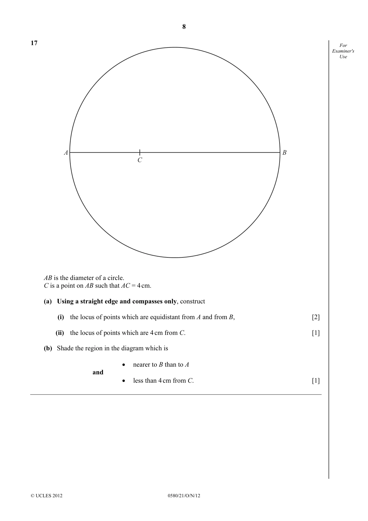 Cambridge IGCSE Mathematics 0580 2012 Oct/Nov Paper 2 · Variant 1 question paper, page 8 of 12