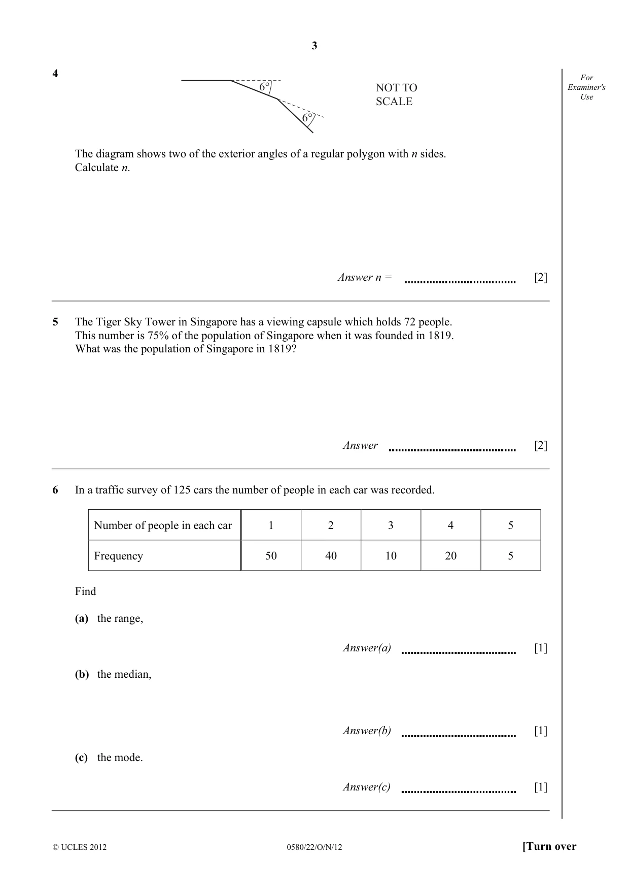 Cambridge IGCSE Mathematics 0580 2012 Oct/Nov Paper 2 · Variant 2 question paper, page 3 of 12