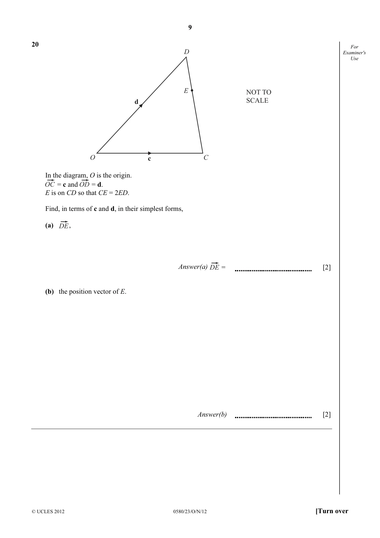 Cambridge IGCSE Mathematics 0580 2012 Oct/Nov Paper 2 · Variant 3 question paper, page 9 of 12