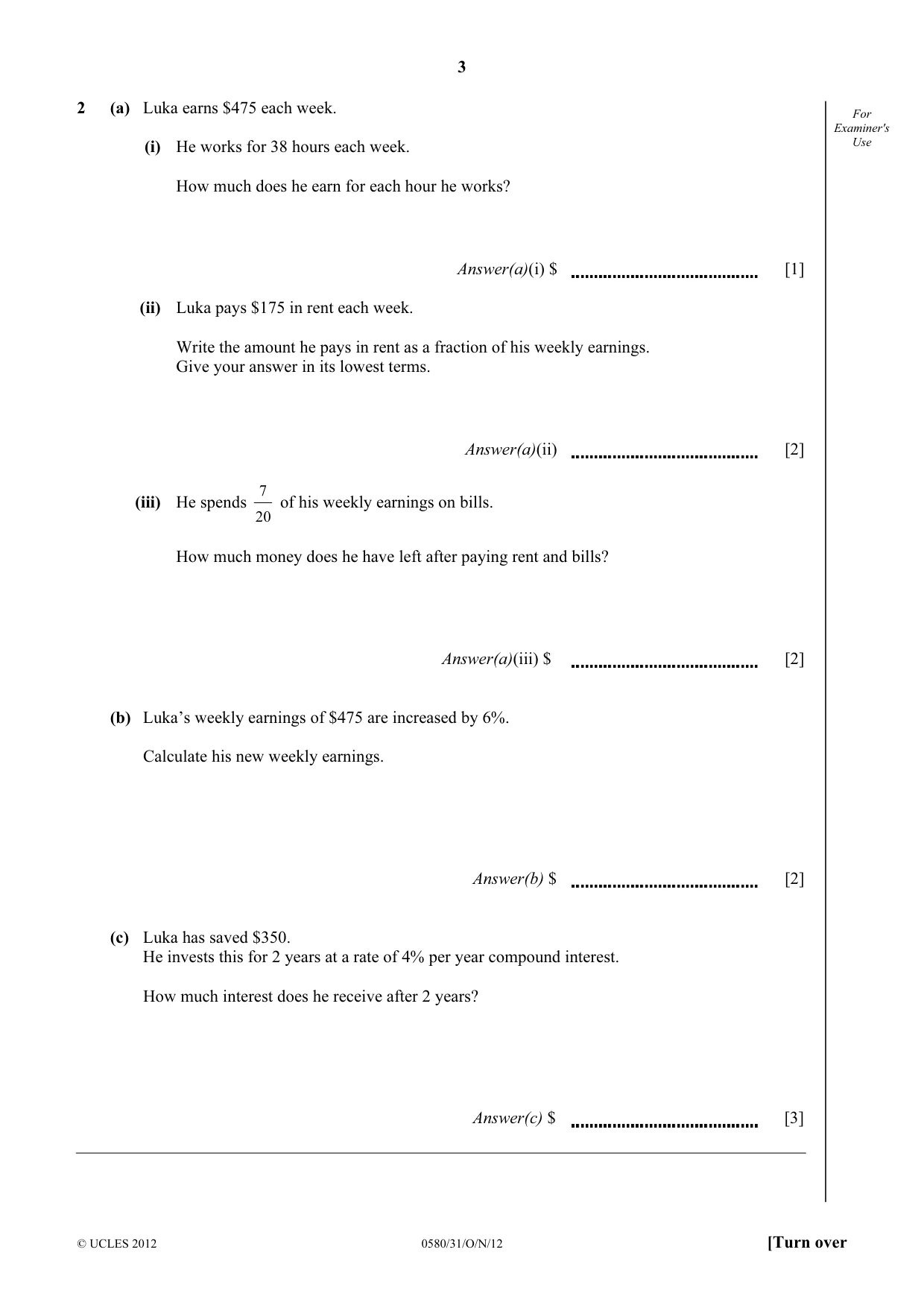Cambridge IGCSE Mathematics 0580 2012 Oct/Nov Paper 3 · Variant 1 question paper, page 3 of 16