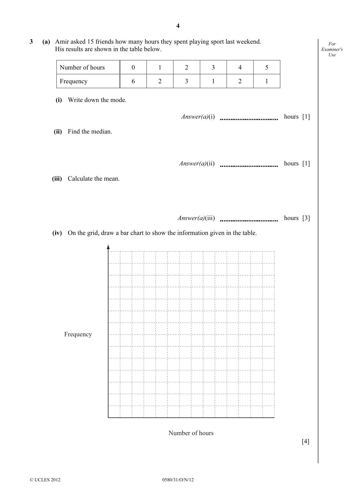Cambridge IGCSE Mathematics 0580 2012 Oct/Nov Paper 3 · Variant 1 question paper, page 4 of 16