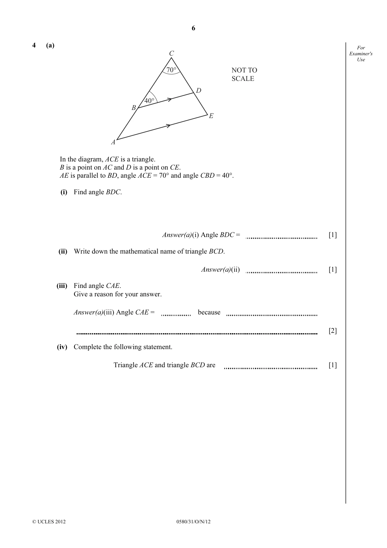 Cambridge IGCSE Mathematics 0580 2012 Oct/Nov Paper 3 · Variant 1 question paper, page 6 of 16