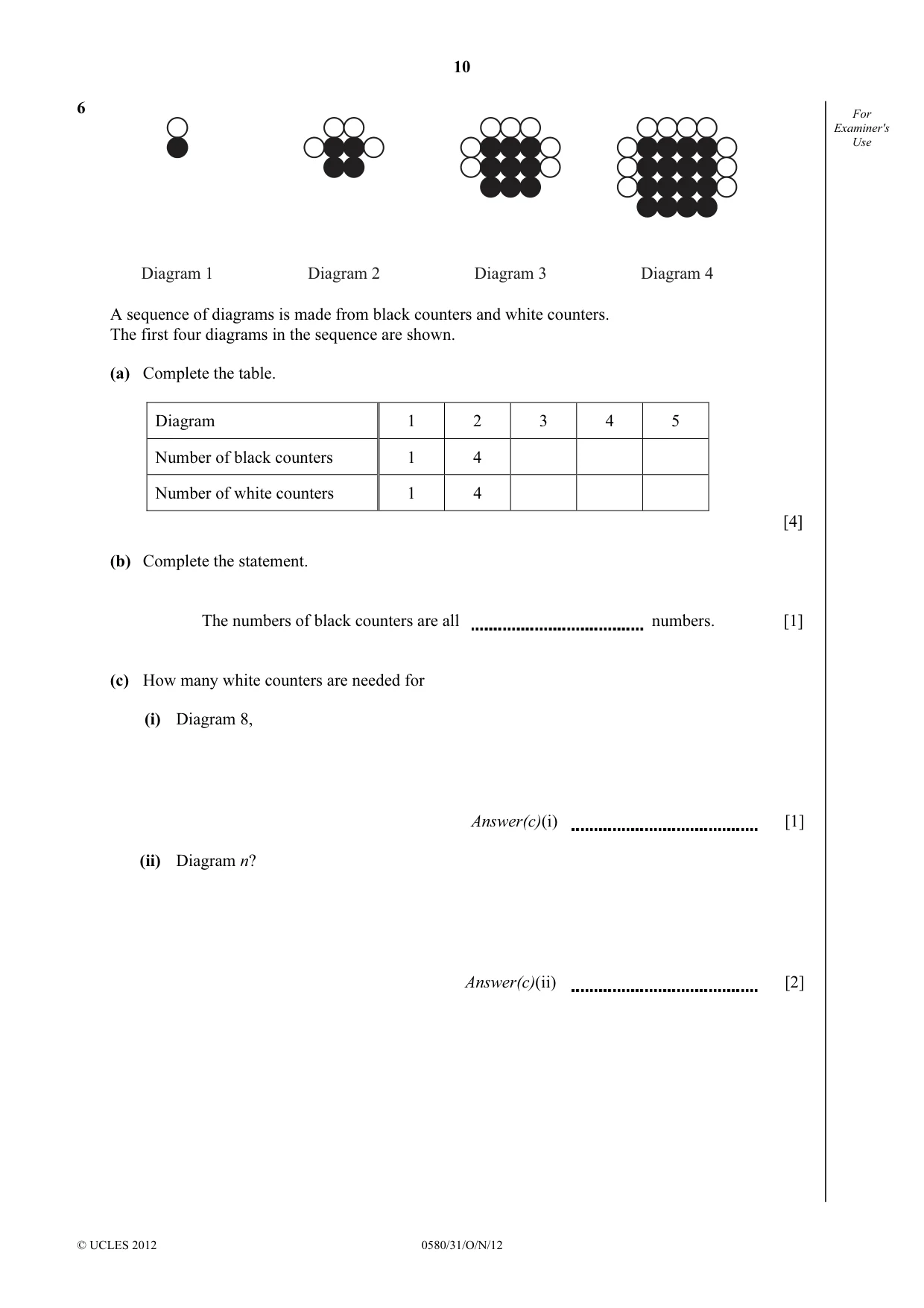 Cambridge IGCSE Mathematics 0580 2012 Oct/Nov Paper 3 · Variant 1 question paper, page 10 of 16