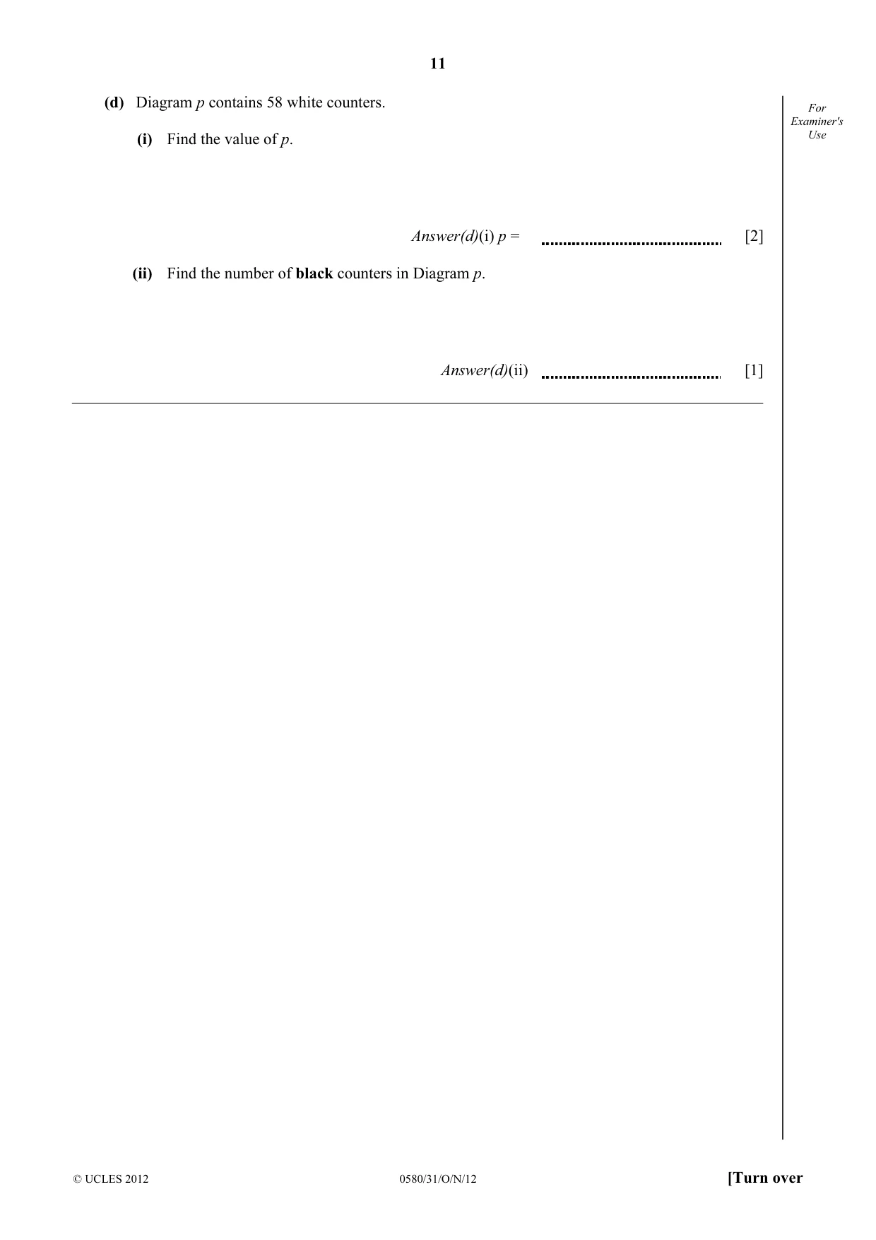Cambridge IGCSE Mathematics 0580 2012 Oct/Nov Paper 3 · Variant 1 question paper, page 11 of 16