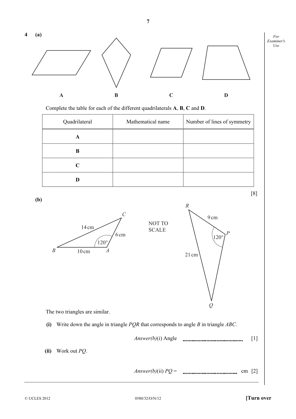 Cambridge IGCSE Mathematics 0580 2012 Oct/Nov Paper 3 · Variant 2 question paper, page 7 of 16