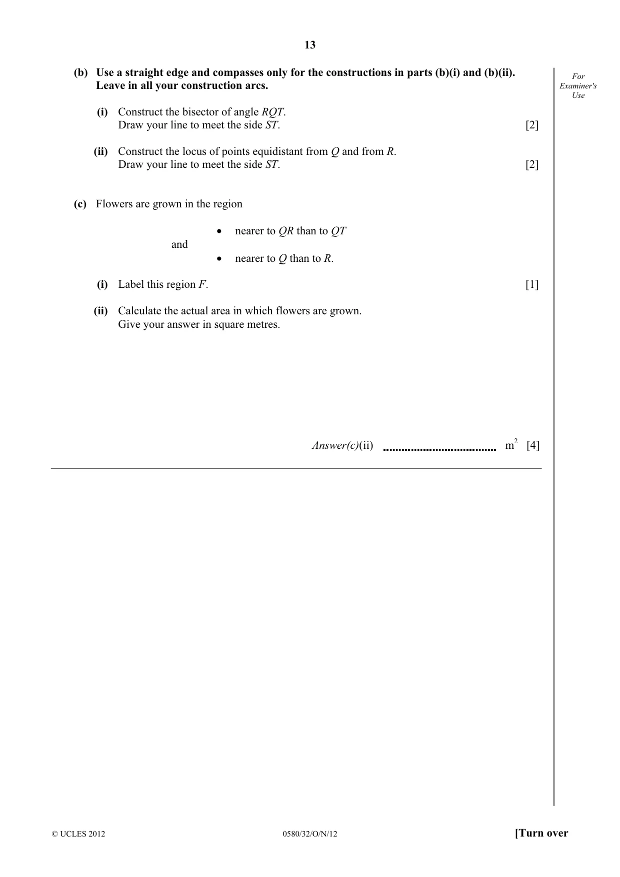 Cambridge IGCSE Mathematics 0580 2012 Oct/Nov Paper 3 · Variant 2 question paper, page 13 of 16