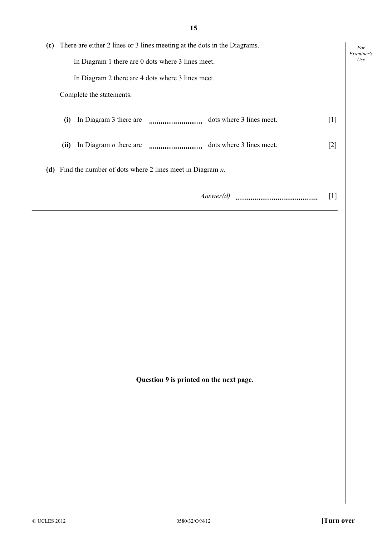 Cambridge IGCSE Mathematics 0580 2012 Oct/Nov Paper 3 · Variant 2 question paper, page 15 of 16