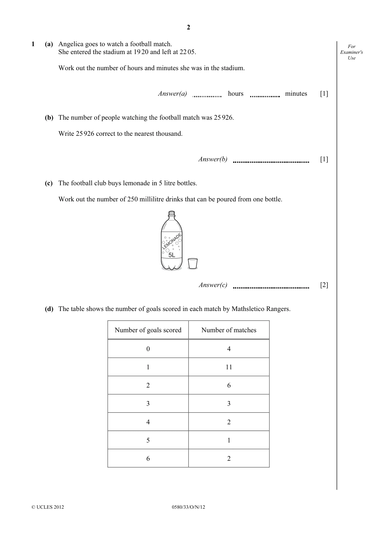 Cambridge IGCSE Mathematics 0580 2012 Oct/Nov Paper 3 · Variant 3 question paper, page 2 of 16