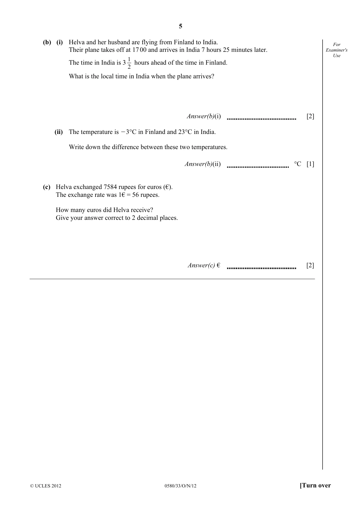 Cambridge IGCSE Mathematics 0580 2012 Oct/Nov Paper 3 · Variant 3 question paper, page 5 of 16