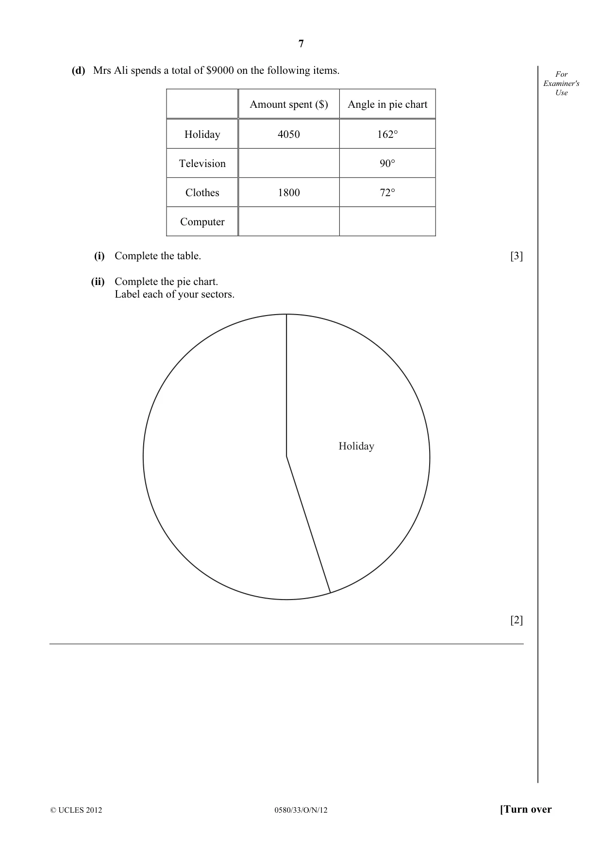 Cambridge IGCSE Mathematics 0580 2012 Oct/Nov Paper 3 · Variant 3 question paper, page 7 of 16