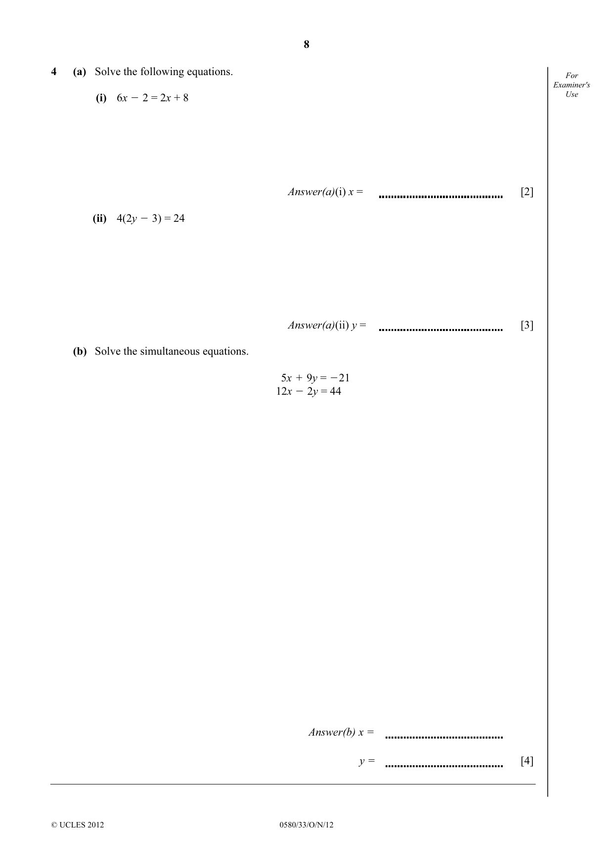 Cambridge IGCSE Mathematics 0580 2012 Oct/Nov Paper 3 · Variant 3 question paper, page 8 of 16