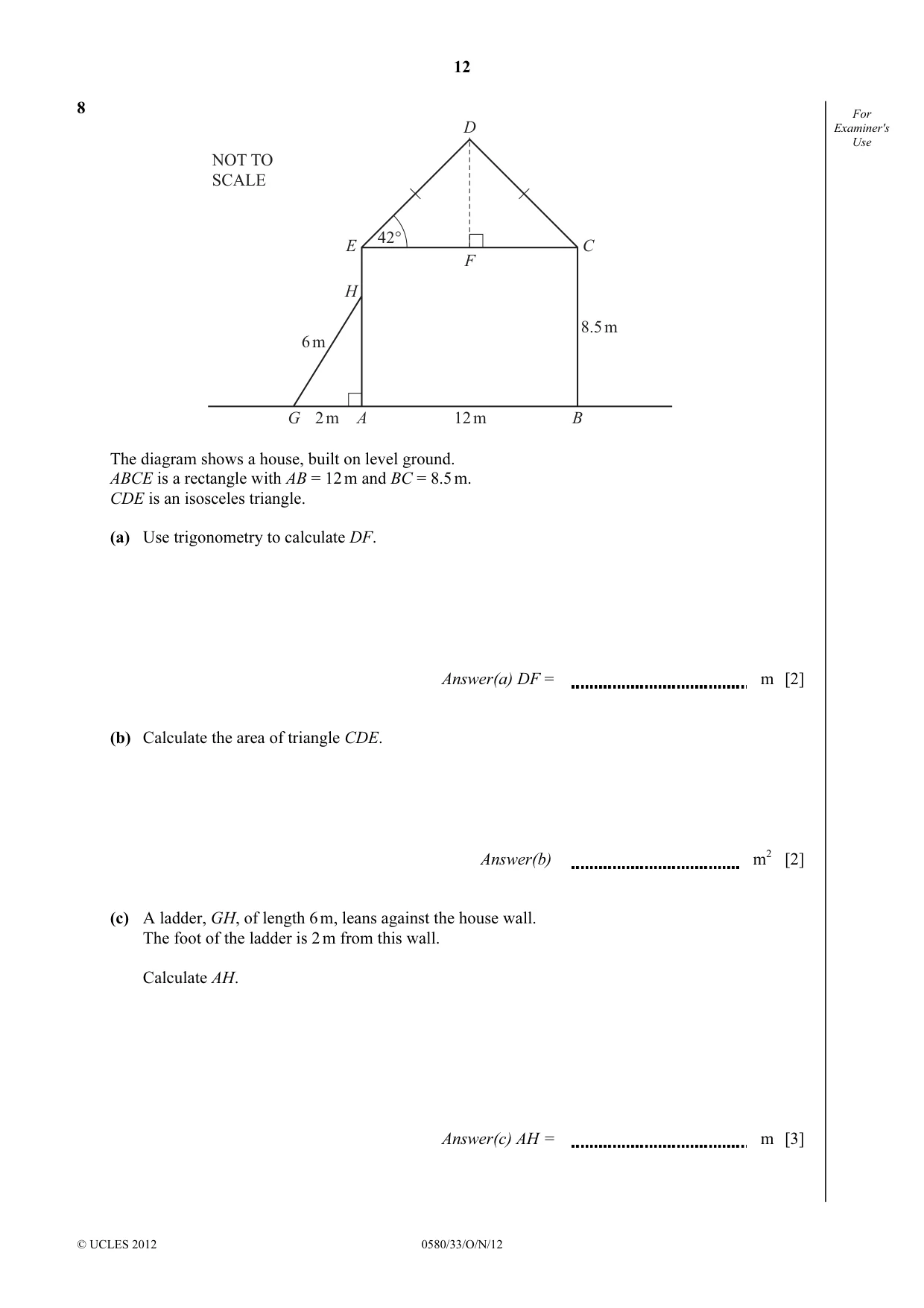 Cambridge IGCSE Mathematics 0580 2012 Oct/Nov Paper 3 · Variant 3 question paper, page 12 of 16