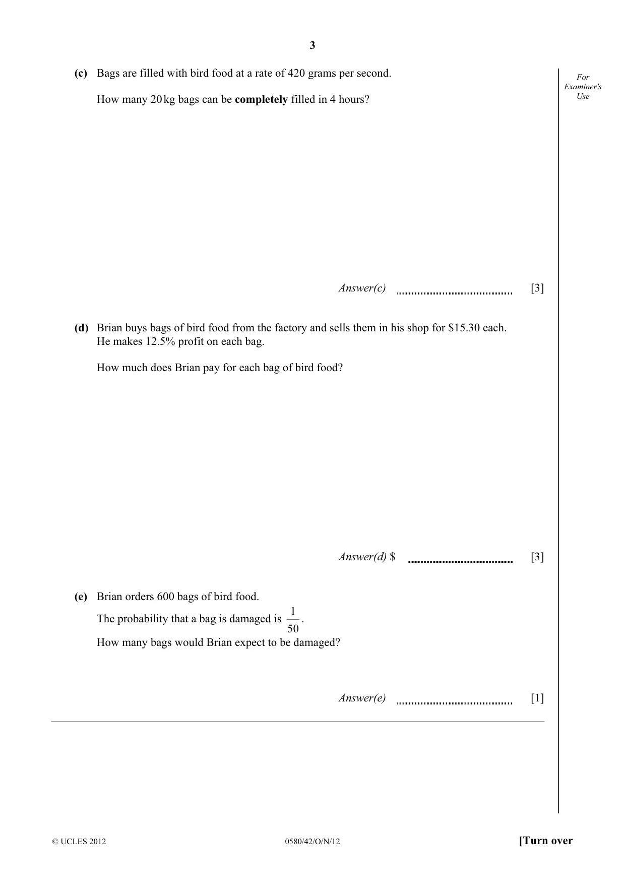 Cambridge IGCSE Mathematics 0580 2012 Oct/Nov Paper 4 · Variant 2 question paper, page 3 of 20