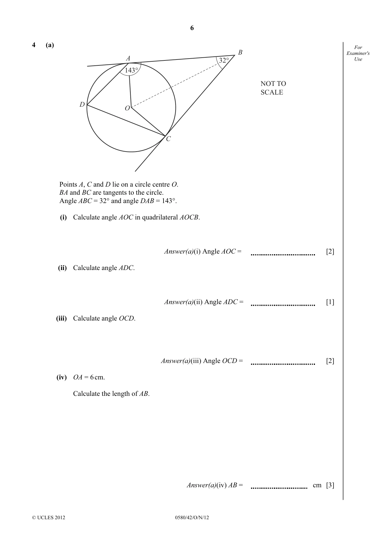 Cambridge IGCSE Mathematics 0580 2012 Oct/Nov Paper 4 · Variant 2 question paper, page 6 of 20