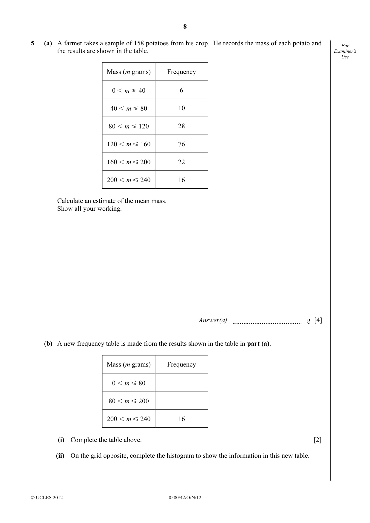 Cambridge IGCSE Mathematics 0580 2012 Oct/Nov Paper 4 · Variant 2 question paper, page 8 of 20