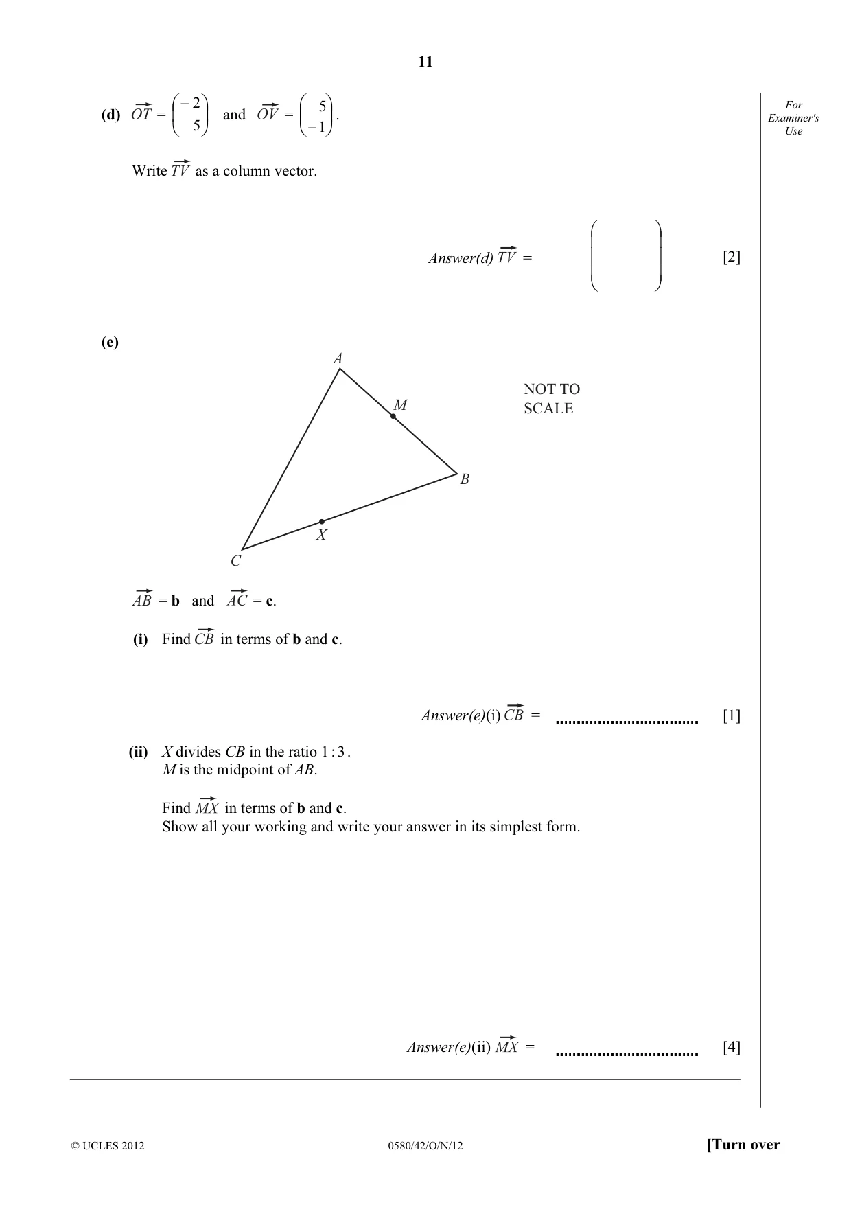 Cambridge IGCSE Mathematics 0580 2012 Oct/Nov Paper 4 · Variant 2 question paper, page 11 of 20