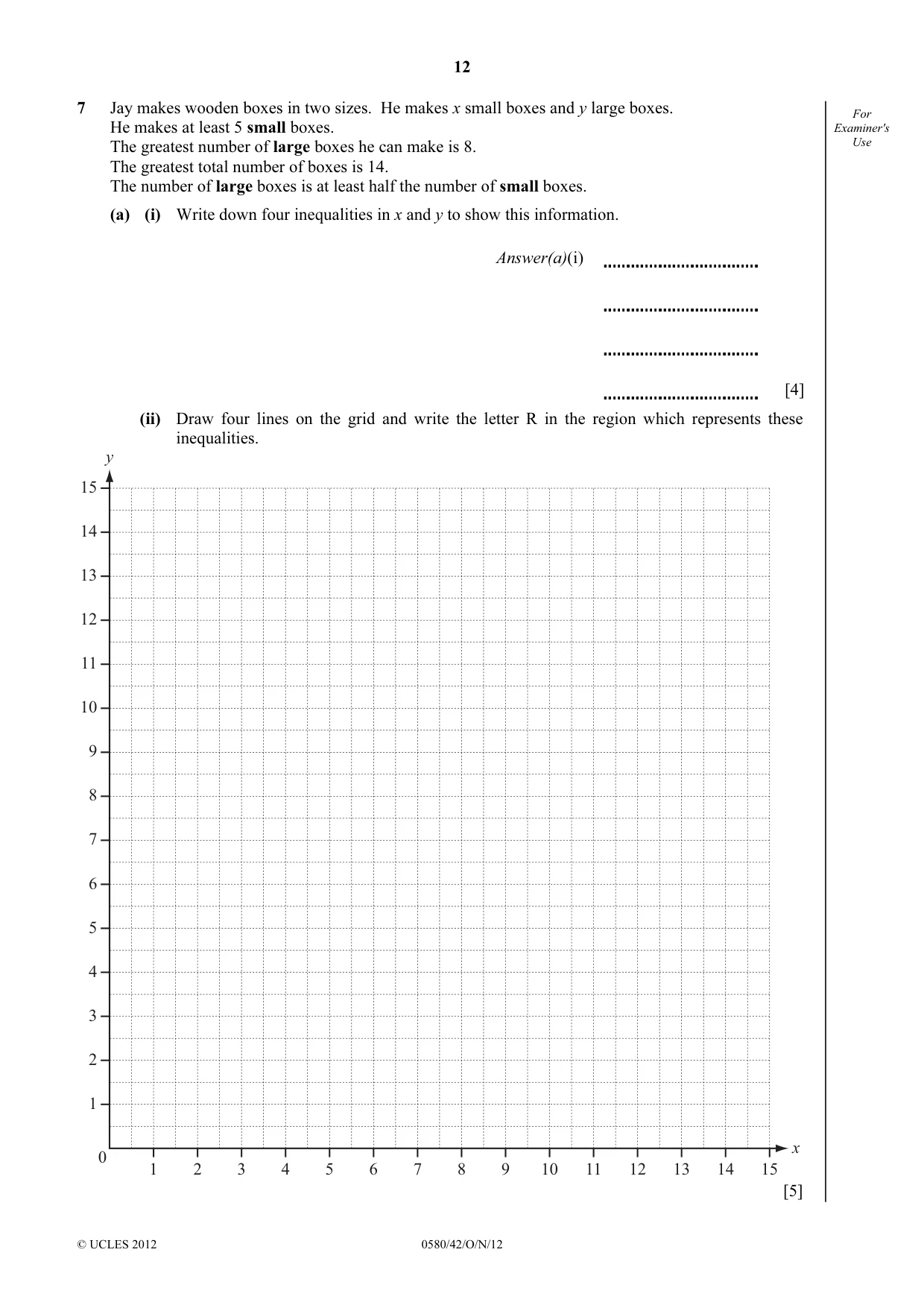 Cambridge IGCSE Mathematics 0580 2012 Oct/Nov Paper 4 · Variant 2 question paper, page 12 of 20