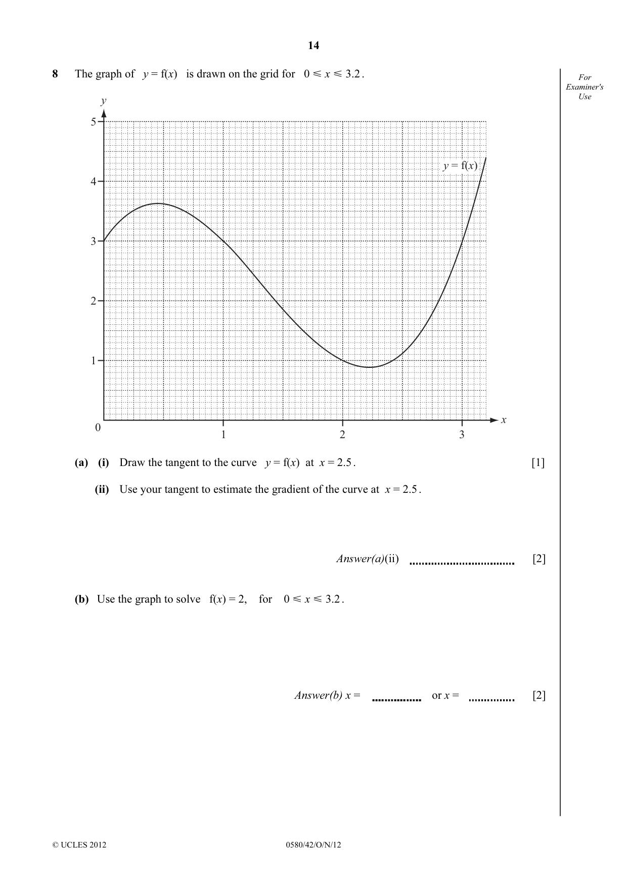Cambridge IGCSE Mathematics 0580 2012 Oct/Nov Paper 4 · Variant 2 question paper, page 14 of 20