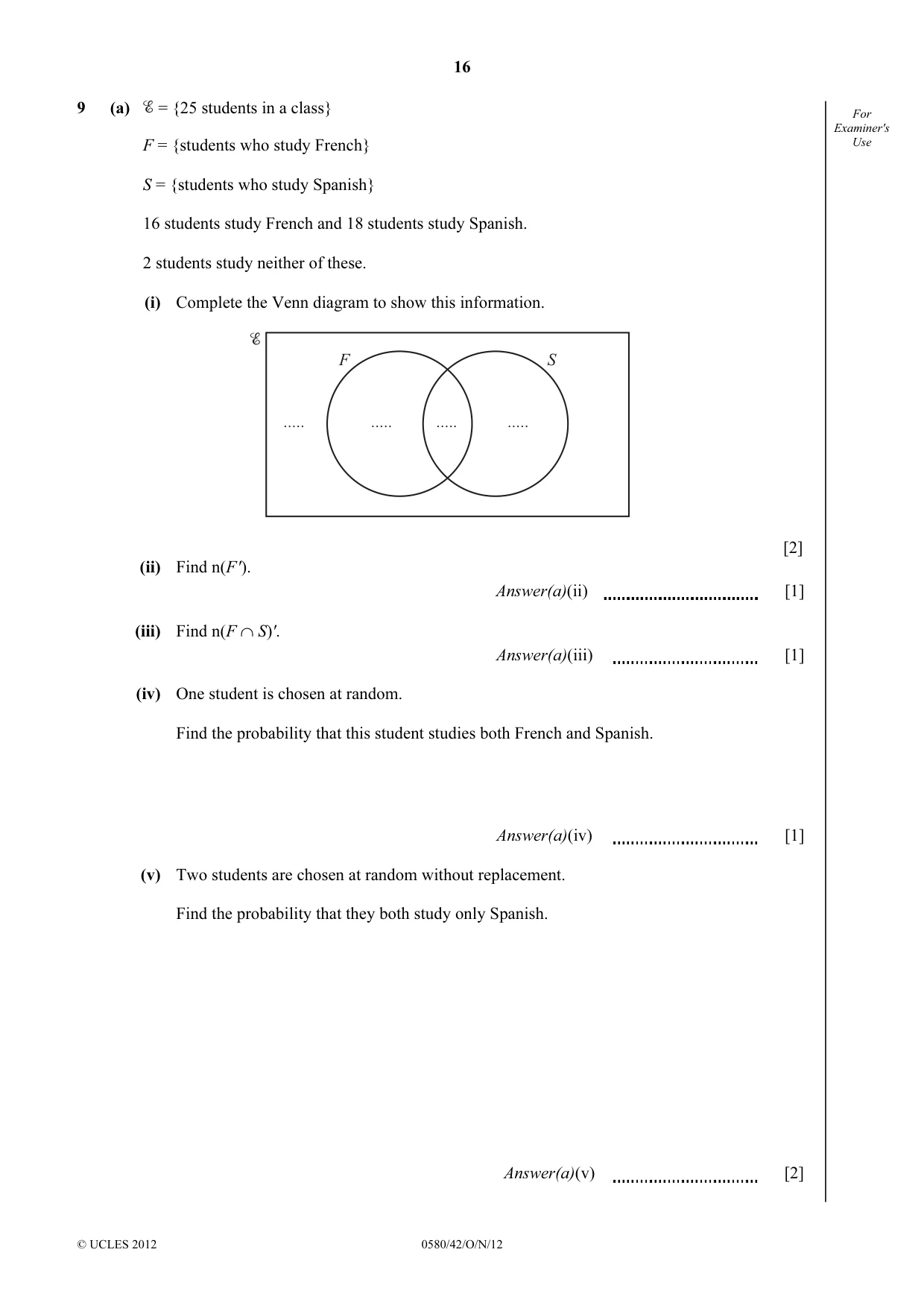 Cambridge IGCSE Mathematics 0580 2012 Oct/Nov Paper 4 · Variant 2 question paper, page 16 of 20