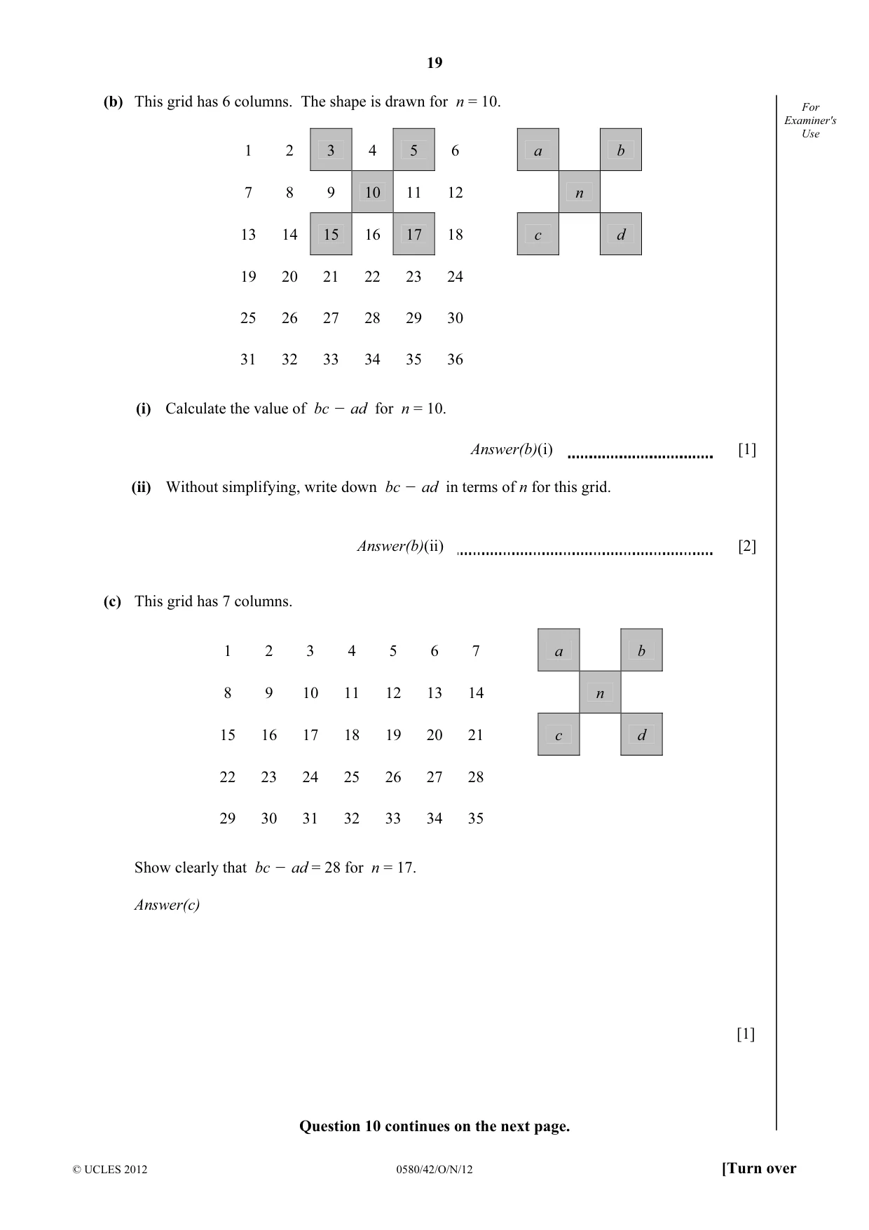 Cambridge IGCSE Mathematics 0580 2012 Oct/Nov Paper 4 · Variant 2 question paper, page 19 of 20