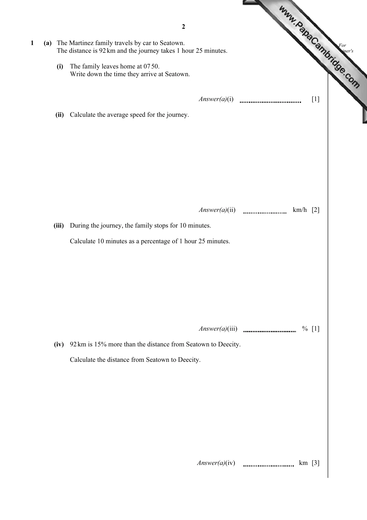 Cambridge IGCSE Mathematics 0580 2012 Oct/Nov Paper 4 · Variant 3 question paper, page 2 of 20