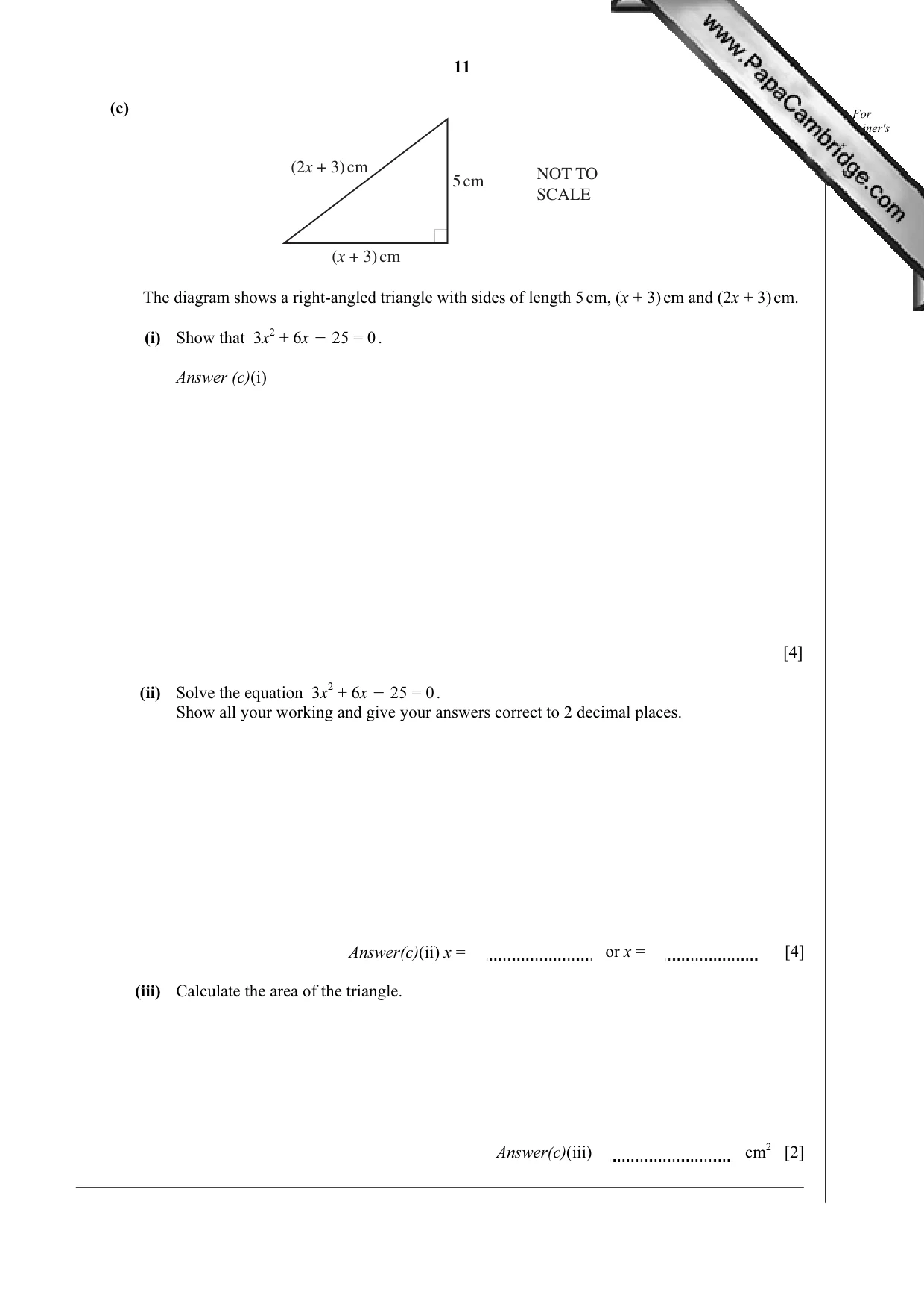 Cambridge IGCSE Mathematics 0580 2012 Oct/Nov Paper 4 · Variant 3 question paper, page 11 of 20