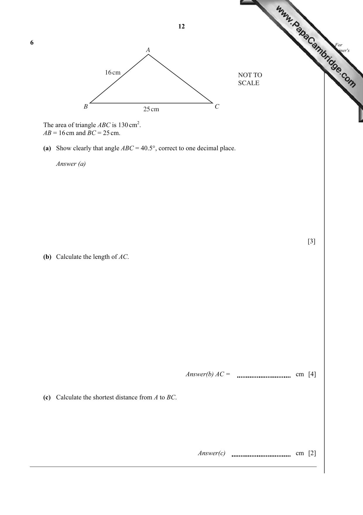 Cambridge IGCSE Mathematics 0580 2012 Oct/Nov Paper 4 · Variant 3 question paper, page 12 of 20